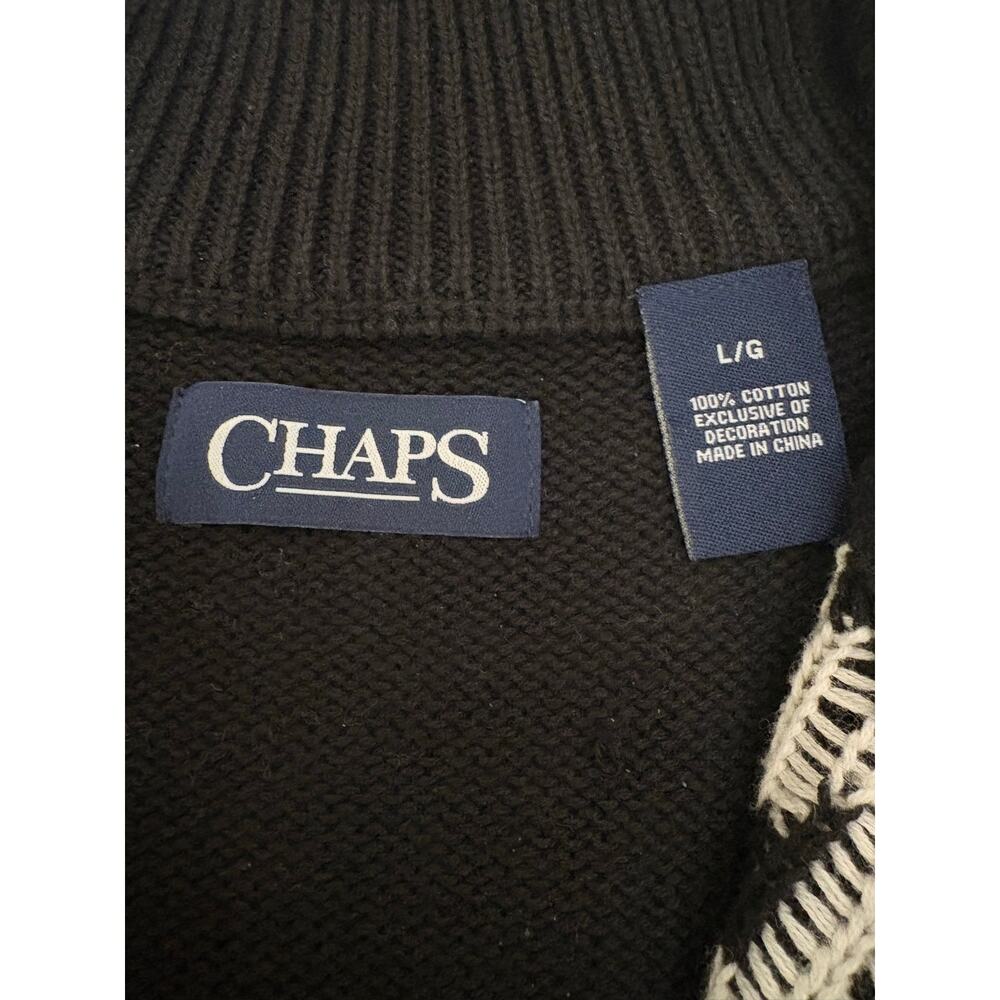 Chaps Mens Sweater Large Classic Fit Fair Isle Reindeer 1/4 Zip Nordic Sweater - Picture 3 of 13